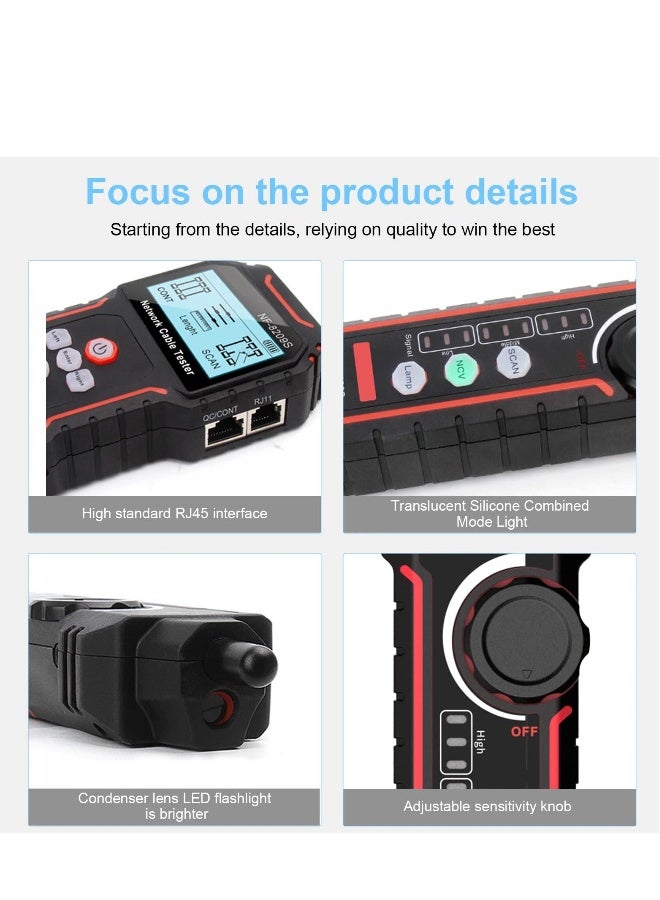 Network Cable Tester, Handheld Portable Cable Tester with Display, Multifunctional Cable Length Tester for The CAT5, CAT6, LAN Cable Finder and POE Tester (NF-8209S)  - Image 5