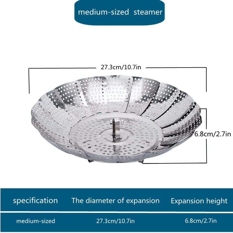 RichAxis Vegetable Steamer Basket Punching Food Drain Bowl Basket Foldable Vegetable Steamer for Cooking (27 cm) - Image 5