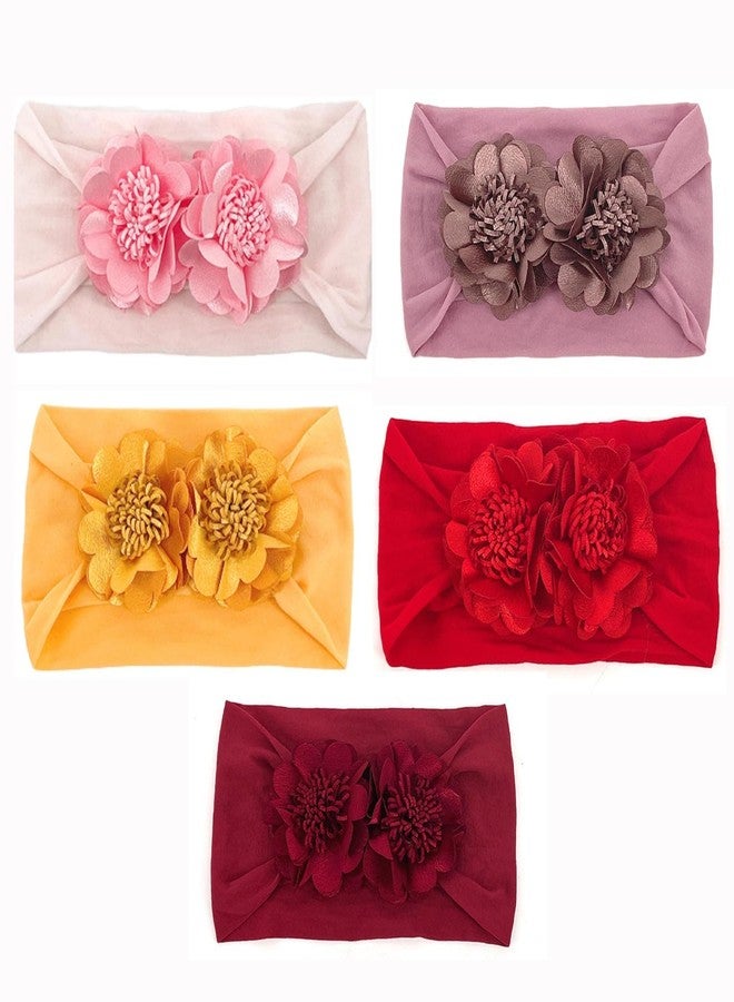 SYGA Pack Of 5 Baby Headbands Nylon Soft Strechable Bow Hairbands for Newborns, Infants, Toddlers and Kids 0-3 Years(Multicolor) - Image 1