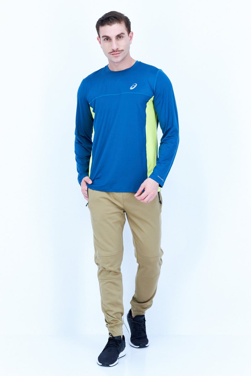 asics تي شيرت تدريب بأكمام طويلة للرجال، لون أخضر مزرق - Image 3