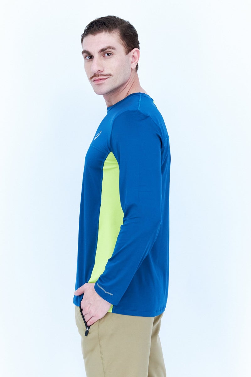 asics تي شيرت تدريب بأكمام طويلة للرجال، لون أخضر مزرق - Image 4