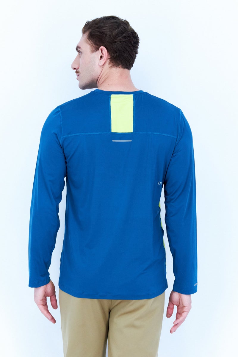 asics تي شيرت تدريب بأكمام طويلة للرجال، لون أخضر مزرق - Image 2