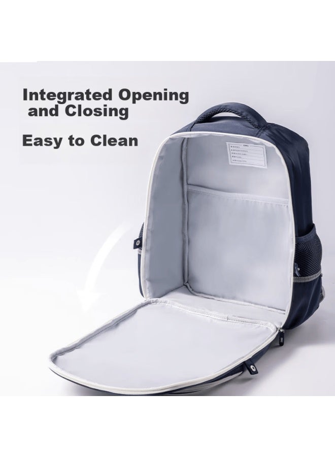 Deli Academy Series Simple Fashion Backpack For Primary School Students Grades 1-3 Blue And White - Image 5