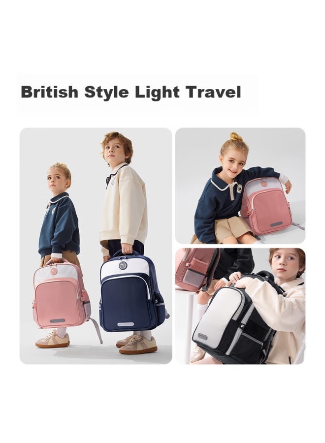 Deli Academy Series Simple Fashion Backpack For Primary School Students Grades 1-3 Blue And White - Image 2