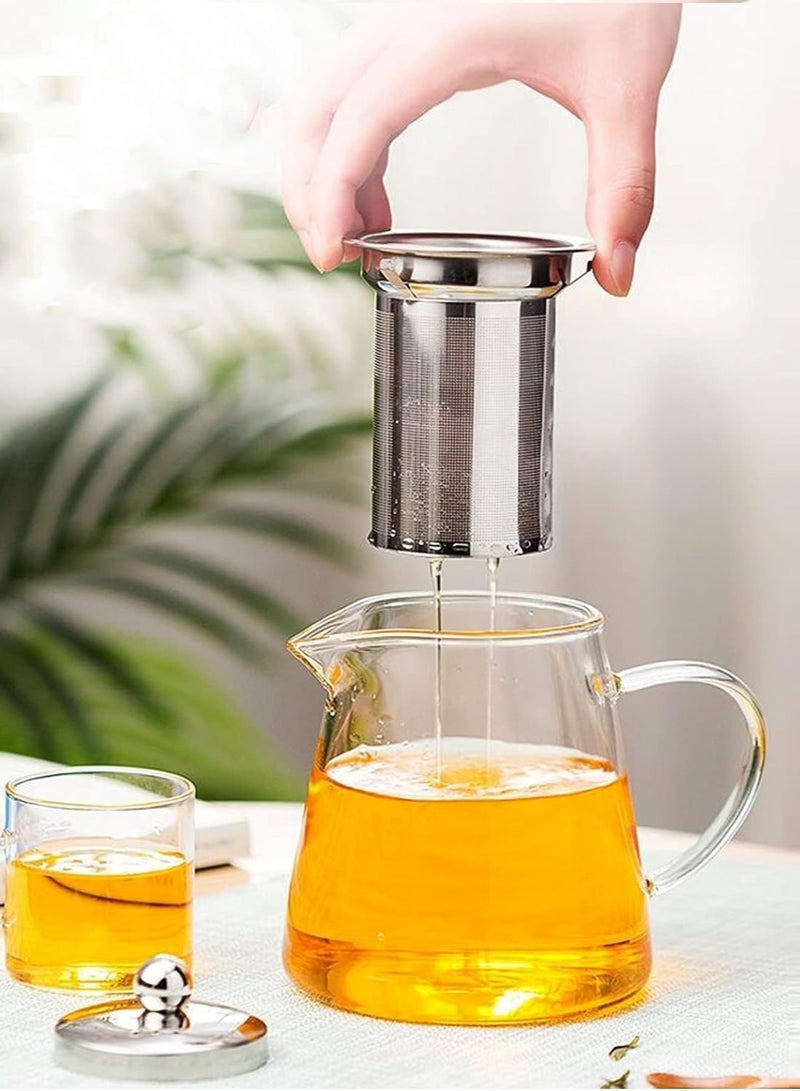 AUTOYSUR Round Glass Tea Pot, Borosilicate Glass Teapot, Loose Leaf Tea Kettle, 1300 ml Borosilicate Glass Heat Resistant Clear Leaf Teapot with Infuser Strainer for Microwavable and Stovetop Safe - Image 3