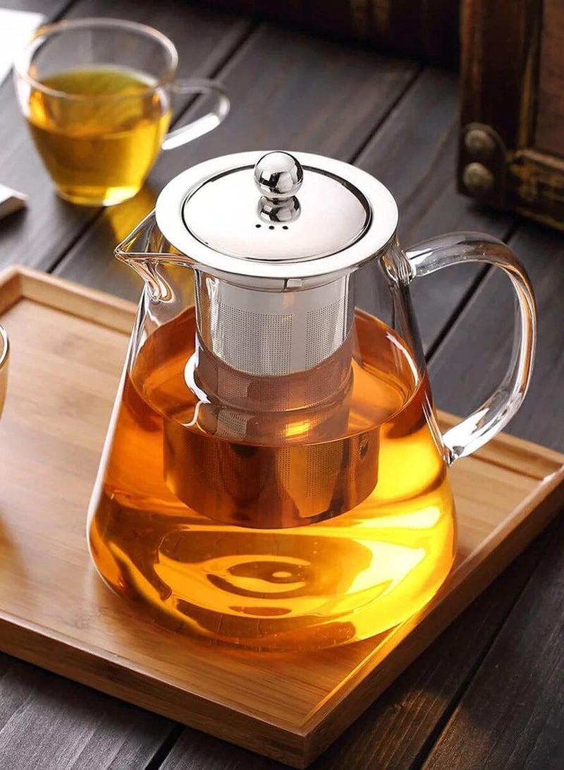 AUTOYSUR Round Glass Tea Pot, Borosilicate Glass Teapot, Loose Leaf Tea Kettle, 1300 ml Borosilicate Glass Heat Resistant Clear Leaf Teapot with Infuser Strainer for Microwavable and Stovetop Safe - Image 4