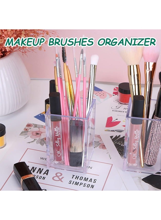 YelaJoy Acrylic Pen Holder, Clear 8 Pack Desktop Pencil Cup Stationery Organizer for Office Desk Accessory, Square Makeup Brush Srotage for Home, Cutlery Storage Organizer (Clear, 8 Pack) - Image 3