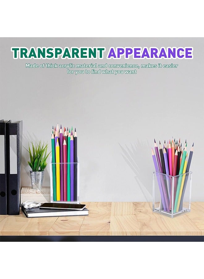 YelaJoy Acrylic Pen Holder, Clear 8 Pack Desktop Pencil Cup Stationery Organizer for Office Desk Accessory, Square Makeup Brush Srotage for Home, Cutlery Storage Organizer (Clear, 8 Pack) - Image 5