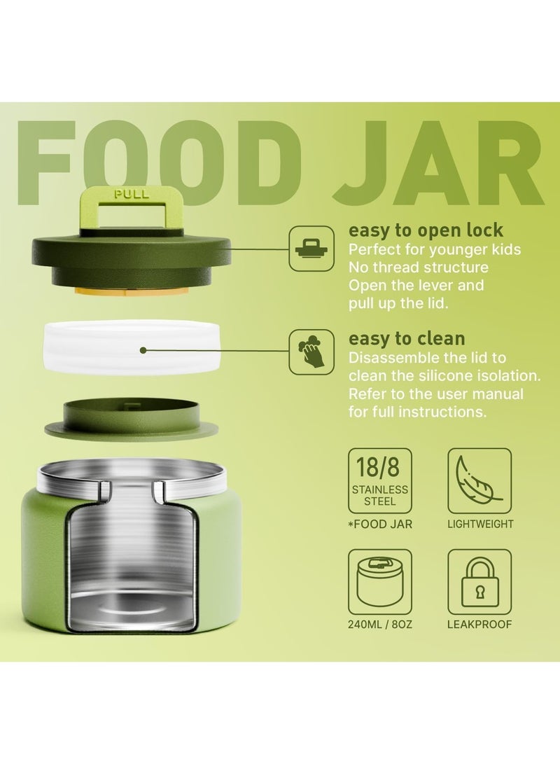 BEOLA SET of 2pcs, Lunch Box Kids School with Bottle, Bento Lunch Box for Kids with 8oz Insulated Thermos Food Jar and 550ml Insulated Water Bottle with Straw Lid, Bottle for Kids School (Dino Dreams) - Image 4