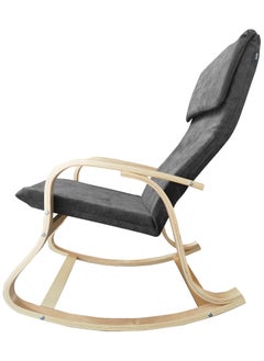 Moon Home and more.. Modern Bentwood Rocking Chair Chenille Fabric Upholstered Relax Rocker Lounge Chair Grey  - Image 4