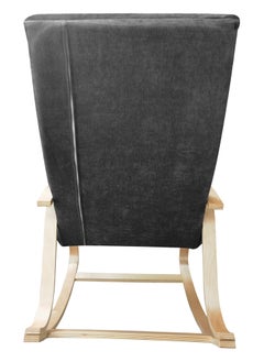 Moon Home and more.. Modern Bentwood Rocking Chair Chenille Fabric Upholstered Relax Rocker Lounge Chair Grey  - Image 5
