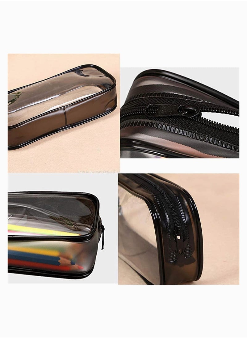 SYOSI - Pencil Bag, SYOSI 4 Pieces Pencil Bag Case Clear Makeup Clear Bag Pouch Big Capacity Bags with Zipper for Stationery Cosmetics Storage, 2 Black And 2 White - Image 1