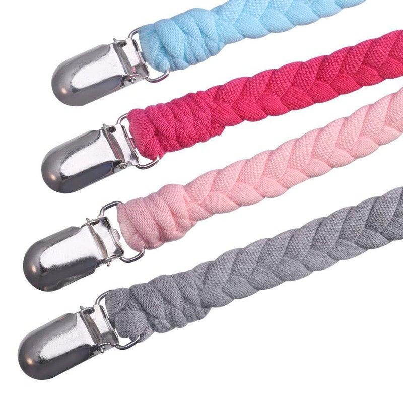 Onwon 2 Pieces Pacifier Clips for Infant Boys and Girls Universal Pacifier Holder Soothie Leash by Hand-Made Braided for All Pacifiers Teething Drool Bibs (Color B) - Image 2