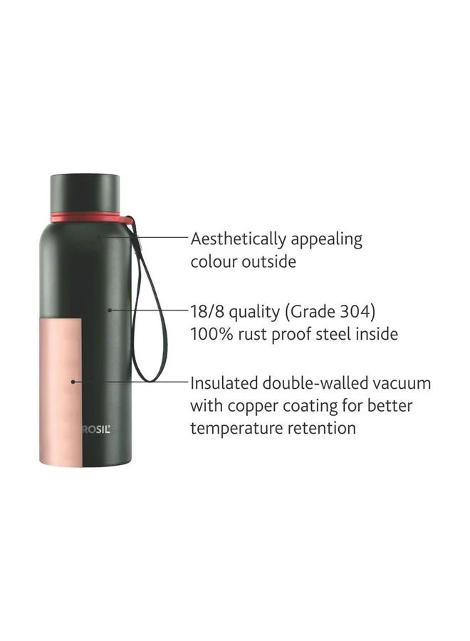 BOROSIL Vacuum Trek Bottle, Green 850Ml