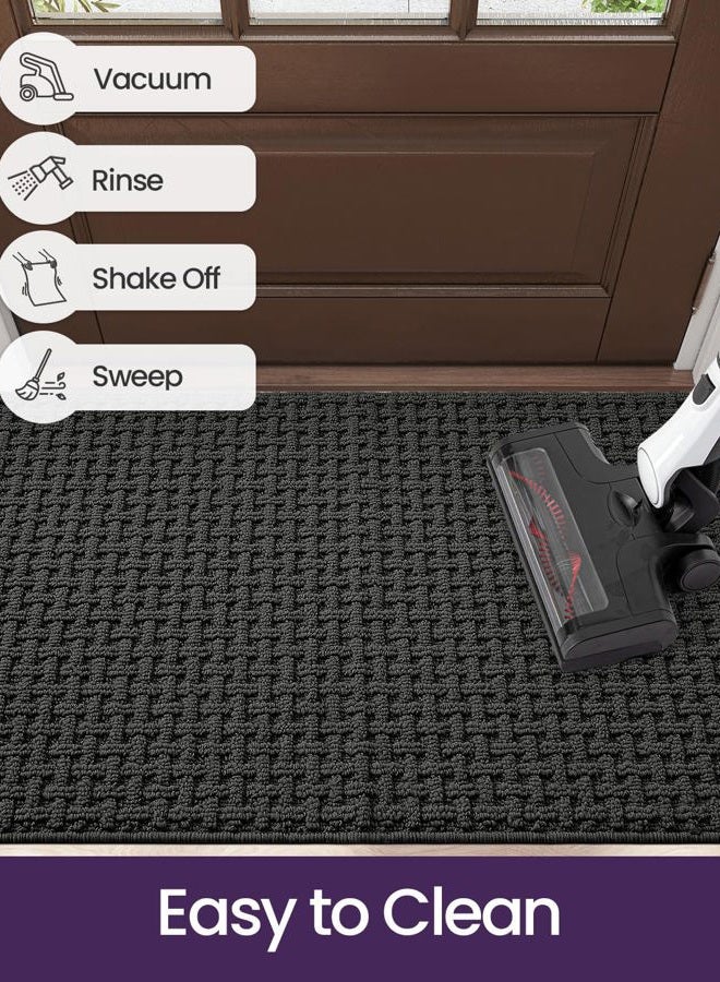 DEXI Front Entryway Door Mat Non Slip 32x48, Washable Entry Way Mats Inside Entrance Low Profile, Welcome Doormat Dirt Trapper for House Floor Home Porter Hall Backdoor Area, Dark Grey - Image 5