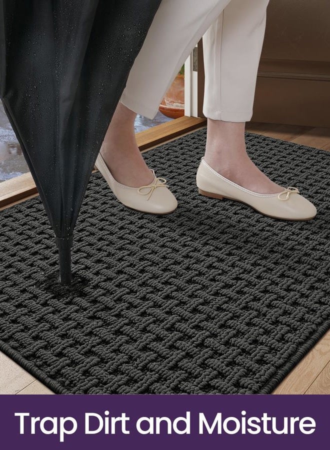 DEXI Front Entryway Door Mat Non Slip 32x48, Washable Entry Way Mats Inside Entrance Low Profile, Welcome Doormat Dirt Trapper for House Floor Home Porter Hall Backdoor Area, Dark Grey - Image 3