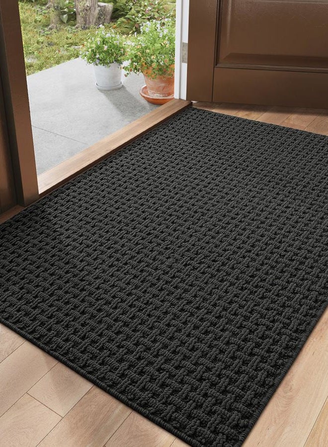 DEXI Front Entryway Door Mat Non Slip 32x48, Washable Entry Way Mats Inside Entrance Low Profile, Welcome Doormat Dirt Trapper for House Floor Home Porter Hall Backdoor Area, Dark Grey - Image 1