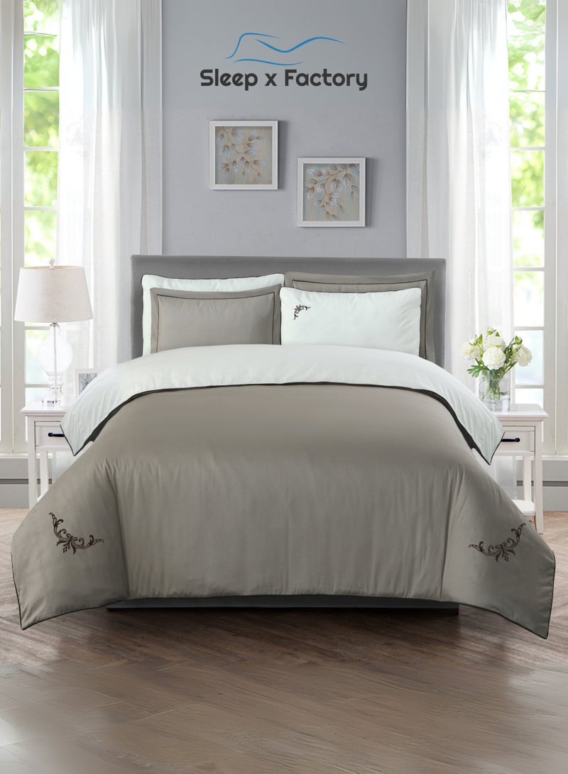 Sleep x Factory Luxury Cotton Satin Hotel Bedding Set – Embroidered – 6 Pieces – Without Filling - Image 1