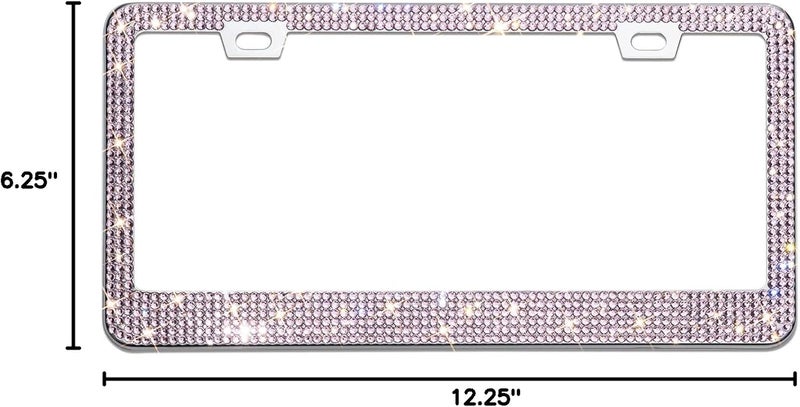 EWBN Bling Rhinestone License Plate Frame for Women，Diamond Sparkly License Plate Frames| Stainless Steel Frames & Over 1200 pcs Finest 14 Facets Glass Crystals Premium Diamond+GiftBox(Pink) - Image 3