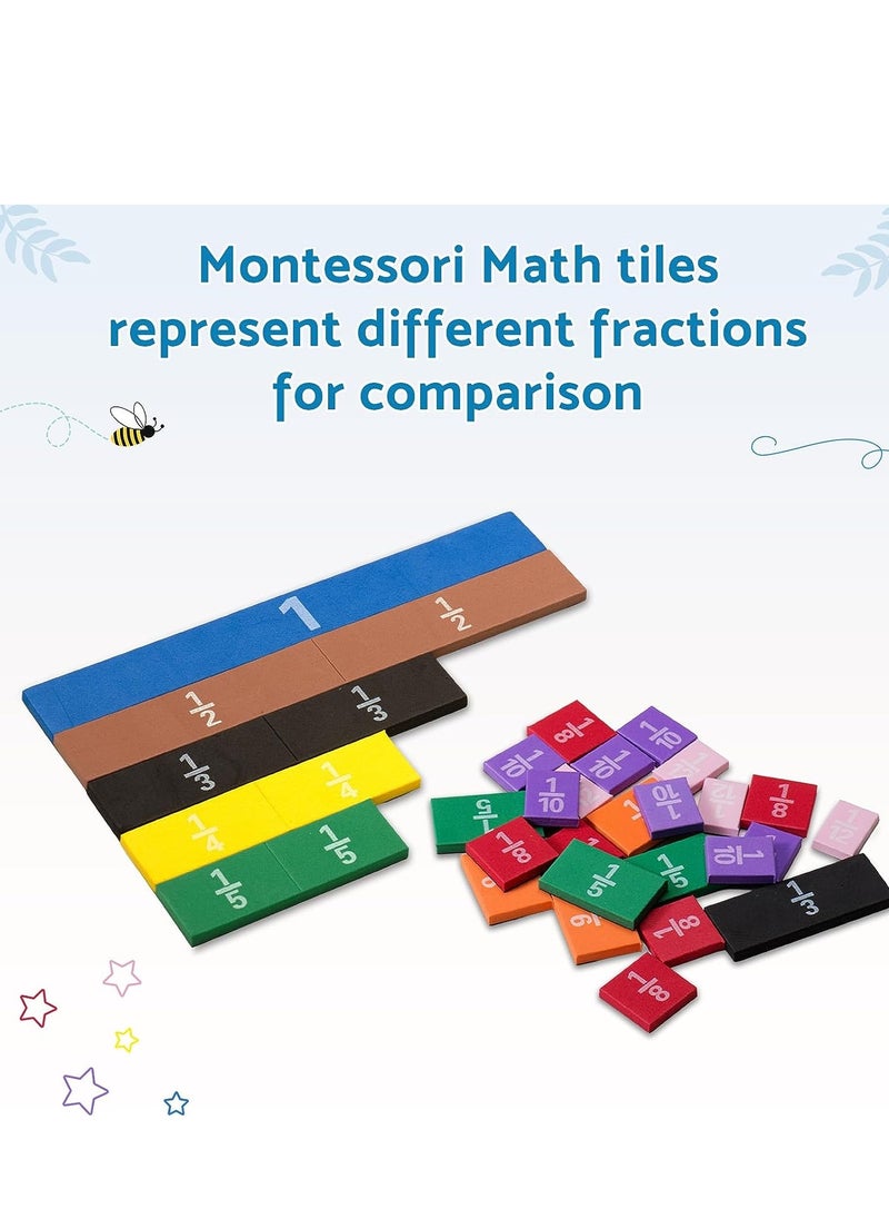 SYOSI - Montessori Math Magnetic Tiles Classroom Essentials Foam Tiles for Kids to Learn Fraction Equivalence and Math manipulatives Great Learning Resources for The Homeschool Curriculum - Image 1