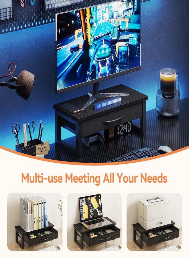 HEWORLIF Computer Monitor Stand Riser, Desk Organizers and Accessories with Drawer, 2-Tier Laptop Stand for Desk, Office Organizer Storage, Wood - Image 5