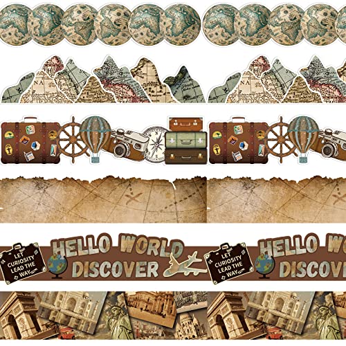 Containlol Borders for Bulletin Board Decoration, 118 ft World Map Scalloped Trim Classroom Bulletin Board Borders for School Office Whiteboard Wall Poster Chalkboard Decor - Image 1