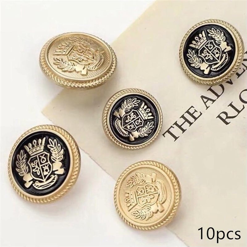 أزرار خياطة على طراز الكلية العتيق 25 ملم أسود ذهبي أحجار الراين الزخرفية إكسسوارات الحرف اليدوية - Image 5