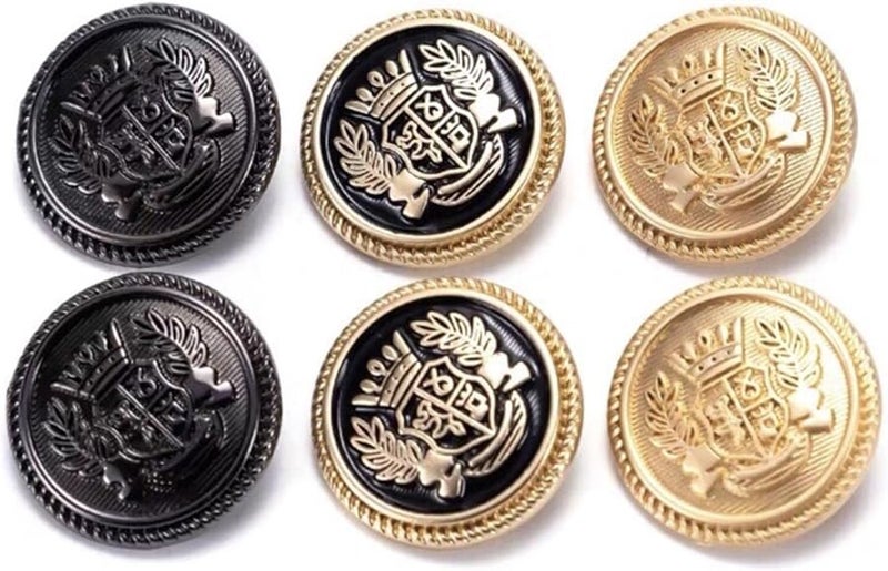 أزرار خياطة على طراز الكلية العتيق 25 ملم أسود ذهبي أحجار الراين الزخرفية إكسسوارات الحرف اليدوية - Image 3