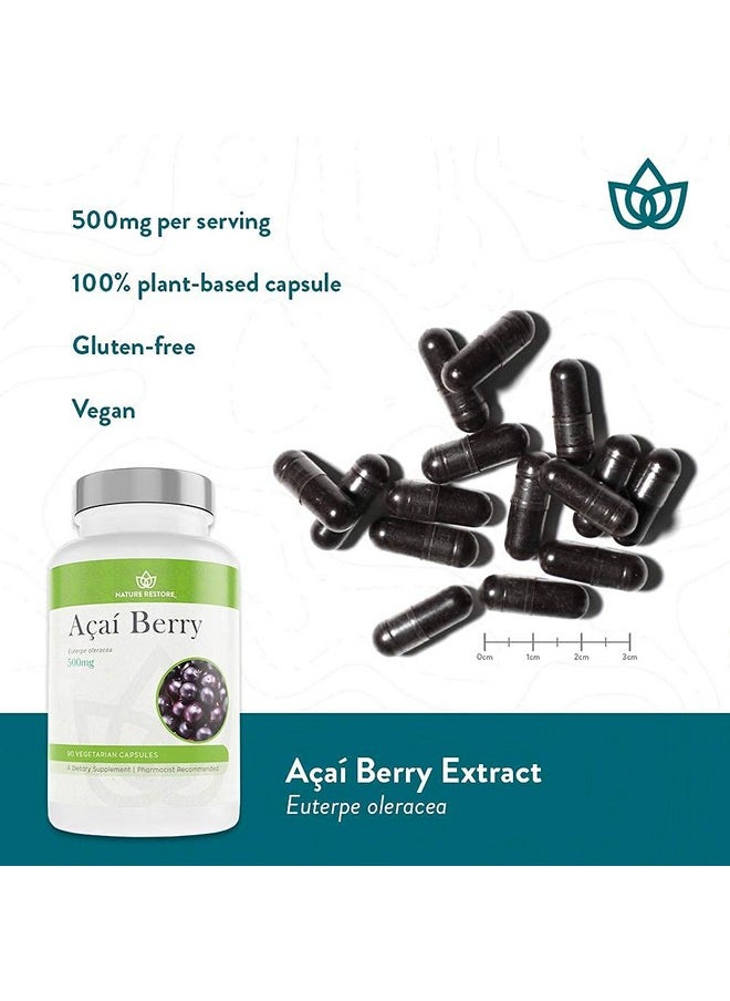 Nature Restore - Organic Acai Berry Supplement Freeze Dried 90 Acai Berry Capsules Non Gmo Gluten Free Vegan - Image 1