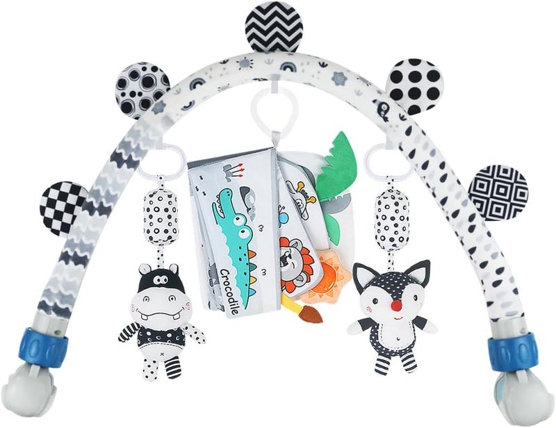 Caterbee Baby Activity Travel Mobile Arch Toy, Black and White Crib Toys (Farm) - Image 1