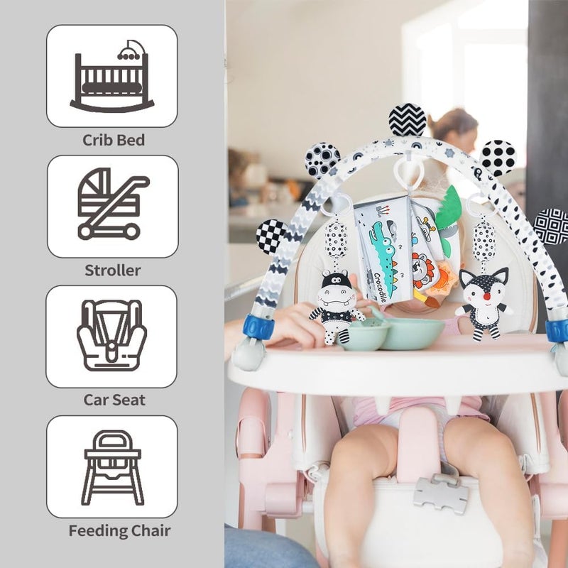 Caterbee Baby Activity Travel Mobile Arch Toy, Black and White Crib Toys (Farm) - Image 3
