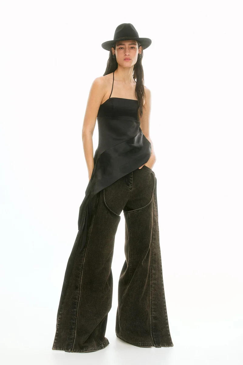 H&M Asymmetric satin halterneck top