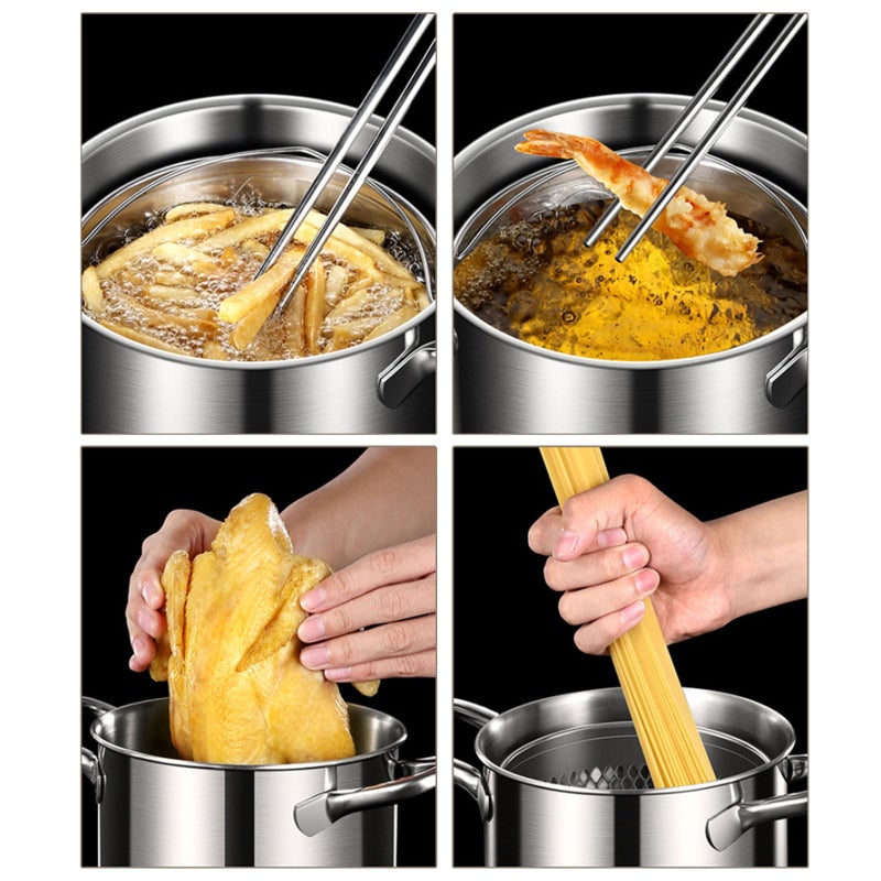 Multifunctional Cooking Pots with Lid Basket Tongs Easy to Clean Non Stick - Image 3