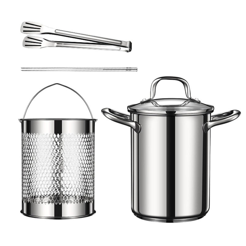 Multifunctional Cooking Pots with Lid Basket Tongs Easy to Clean Non Stick - Image 2
