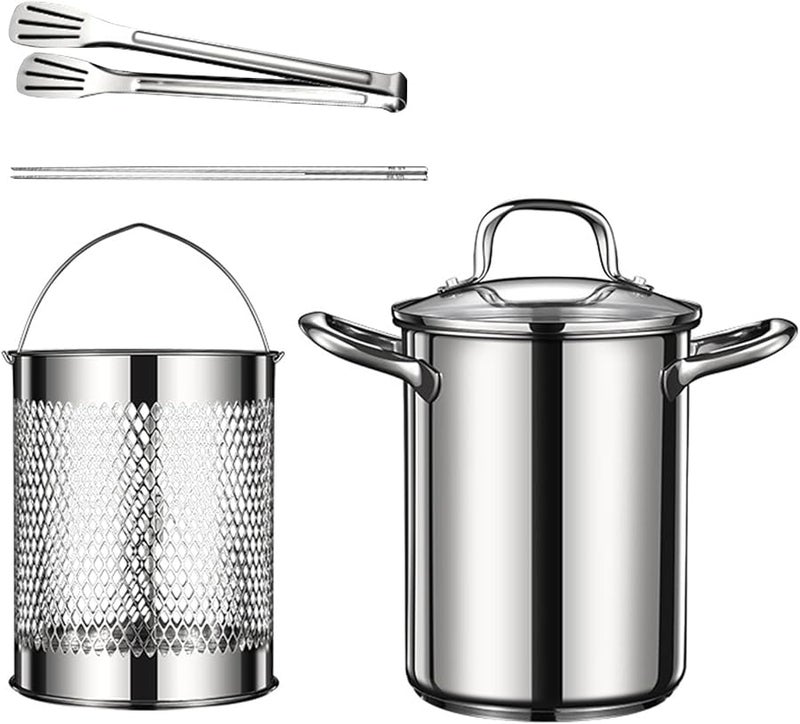 Multifunctional Cooking Pots with Lid Basket Tongs Easy to Clean Non Stick - Image 1
