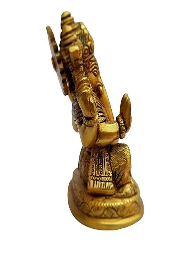 AERO Brass Ganesh Design Carving Work Ganesh Bhagwan Idol Ganpati Bappa Murti Home Statue Idol Handicraft Art - Image 2