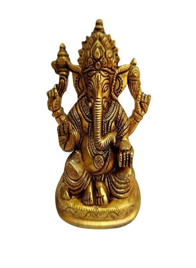 AERO Brass Ganesh Design Carving Work Ganesh Bhagwan Idol Ganpati Bappa Murti Home Statue Idol Handicraft Art - Image 5