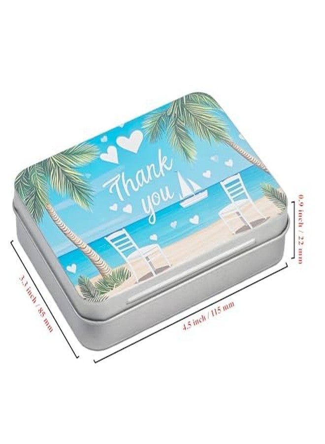 LJY 12 Pack Thank You Image Pattern Empty Rectangular Metal Storage Organizer Tins Gift Boxes with Hinged Lids, 4.5 x 3.3 x 0.9 inch - Image 2