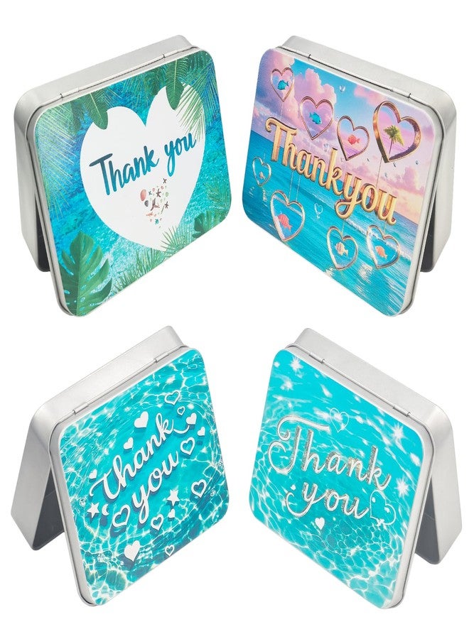 LJY 12 Pack Thank You Image Pattern Empty Rectangular Metal Storage Organizer Tins Gift Boxes with Hinged Lids, 4.5 x 3.3 x 0.9 inch - Image 3