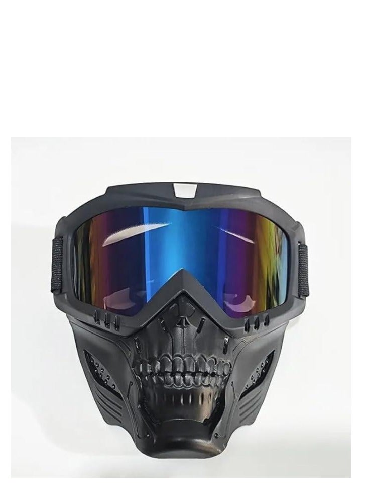 Men's and Women's Motorcycle Goggles with Mask, UV Protection Motorcycle Goggles, Skull Goggles, Helmet Goggles for Dirt Bikes and Off-Road Skiing - Image 3