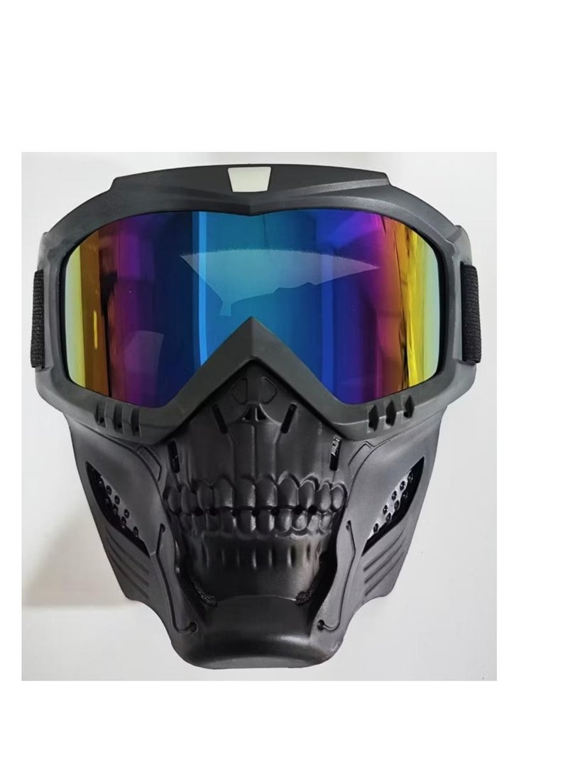 Men's and Women's Motorcycle Goggles with Mask, UV Protection Motorcycle Goggles, Skull Goggles, Helmet Goggles for Dirt Bikes and Off-Road Skiing - Image 4