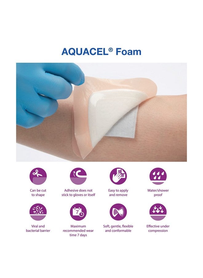 convatec ConvaTec AQUACEL Foam 4"x4" Wound Dressing with Silicone Gel Adhesive, Waterproof, Flexible, Medical Grade with Hydrofiber Technology, Sterile, Square, 10ct Box  - Image 4