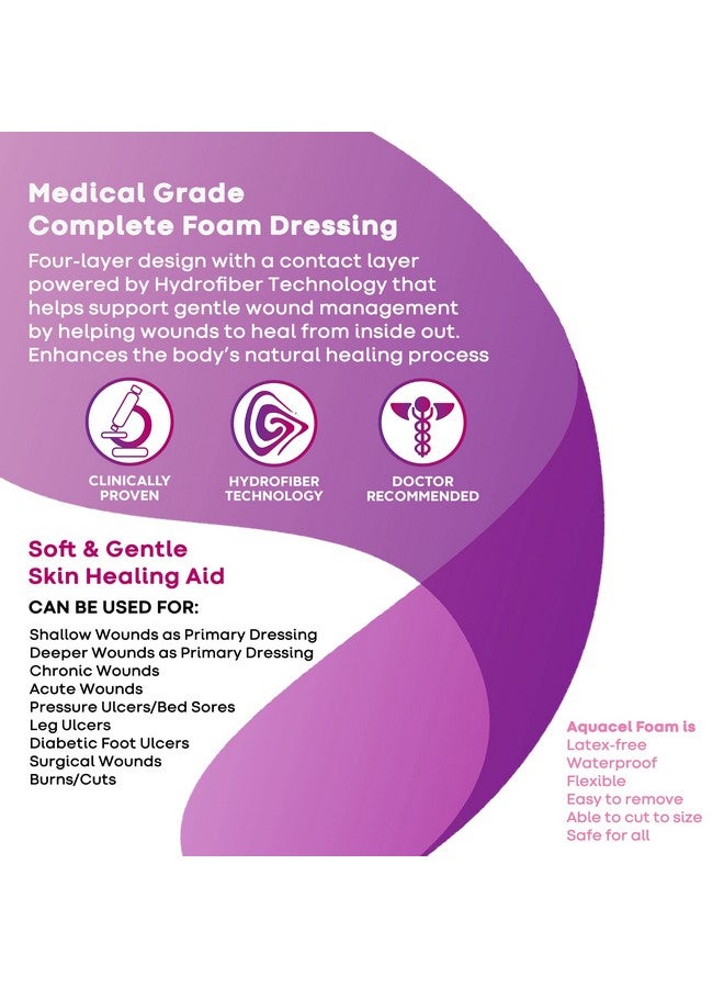 convatec ConvaTec AQUACEL Foam 4"x4" Wound Dressing with Silicone Gel Adhesive, Waterproof, Flexible, Medical Grade with Hydrofiber Technology, Sterile, Square, 10ct Box  - Image 1