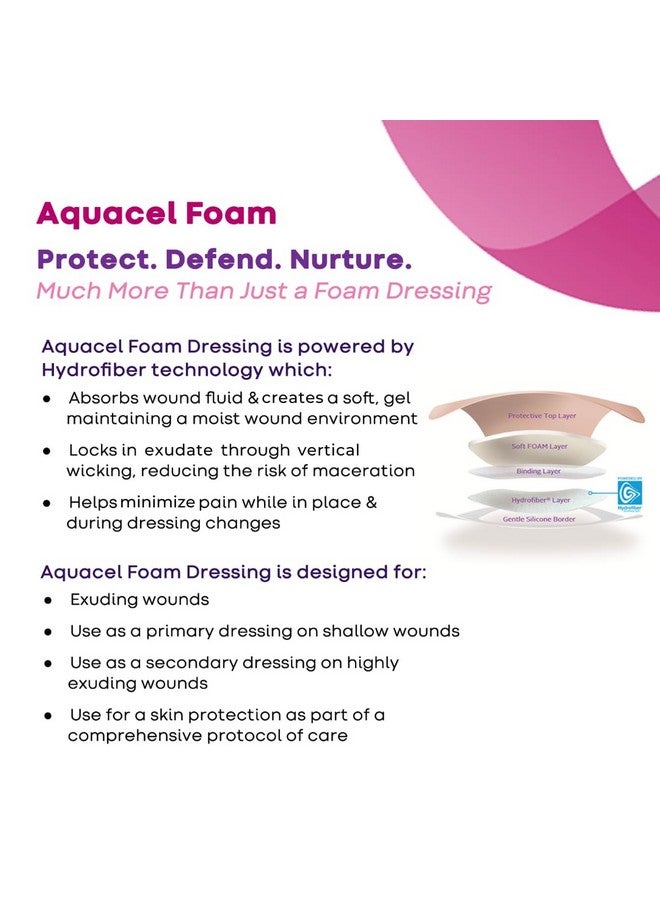 convatec ConvaTec AQUACEL Foam 4"x4" Wound Dressing with Silicone Gel Adhesive, Waterproof, Flexible, Medical Grade with Hydrofiber Technology, Sterile, Square, 10ct Box  - Image 2