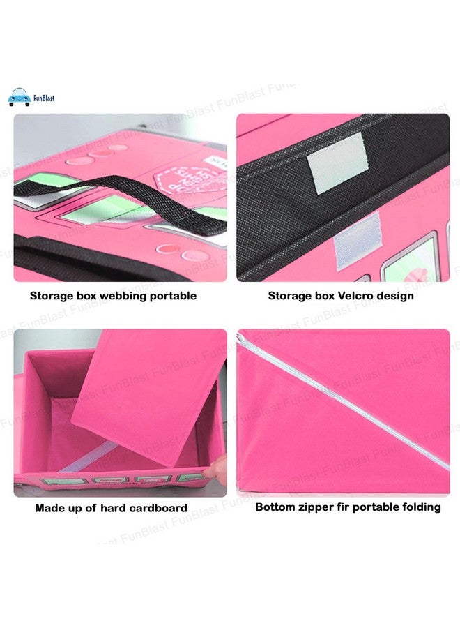 FunBlast Ottoman Storage Box - Ice-Cream Theme Muti-Functional Foldable Storage Box Basket Bin Organizer Stool for Kids, Storage Boxes for Toys for Kids (Pink2) - Image 3