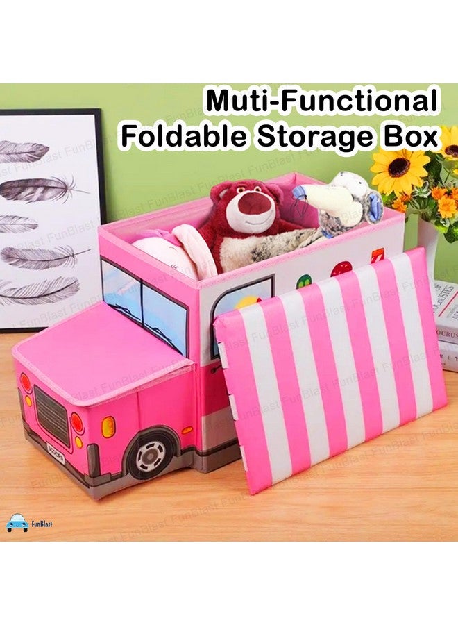 FunBlast Ottoman Storage Box - Ice-Cream Theme Muti-Functional Foldable Storage Box Basket Bin Organizer Stool for Kids, Storage Boxes for Toys for Kids (Pink2) - Image 5