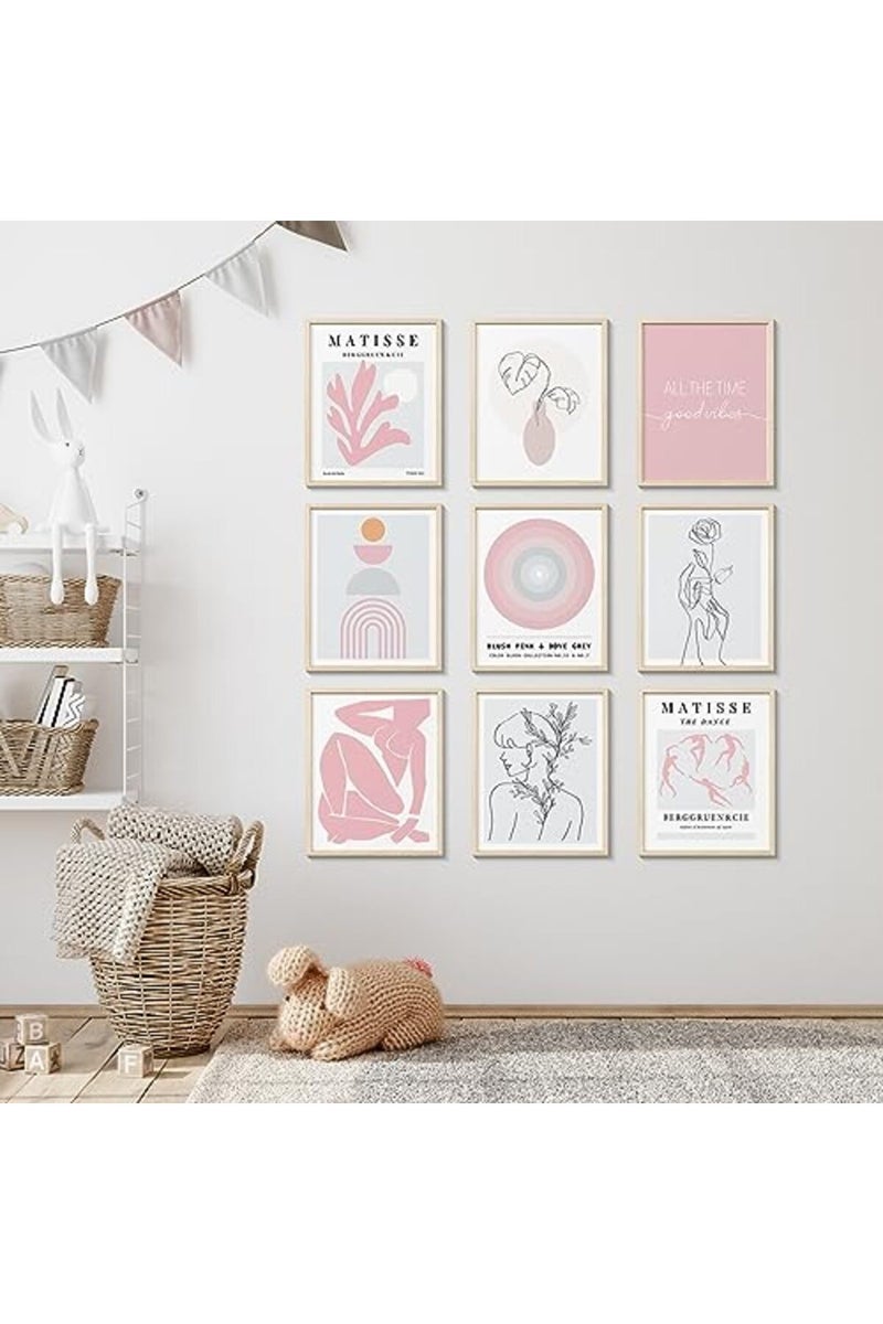 ARPEOTCY Pink and Grey Room Decor Posters - 9pcs Set - Image 2