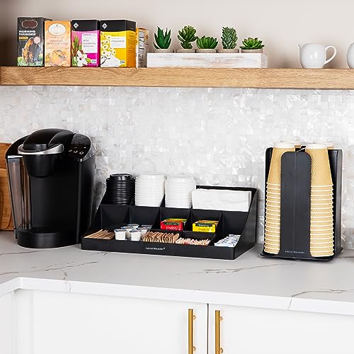 Mind Reader Cup Carousel and Condiment Organizer Set, Countertop Org, Coffee Bar, 7.75"L x 7.75"W x 11.5"H, 2 Pcs., Black - Image 2