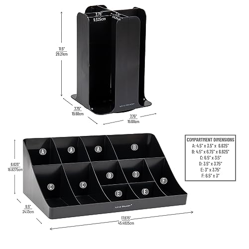 Mind Reader Cup Carousel and Condiment Organizer Set, Countertop Org, Coffee Bar, 7.75"L x 7.75"W x 11.5"H, 2 Pcs., Black - Image 3