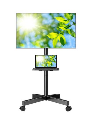 Universal Mobile TV Cart for 23-65 inch Flat Screen TVs up to 88 lbs, Portable Rolling Tilting TV Stand with Mount And Locking Wheels, Black Floor/Outdoor TV Stand with Shelf - pzsku/Z562D3C06E9903F9FA1AEZ/45/_/1703791802/53dc4882-048b-4808-9d16-20afbbfa4ce9